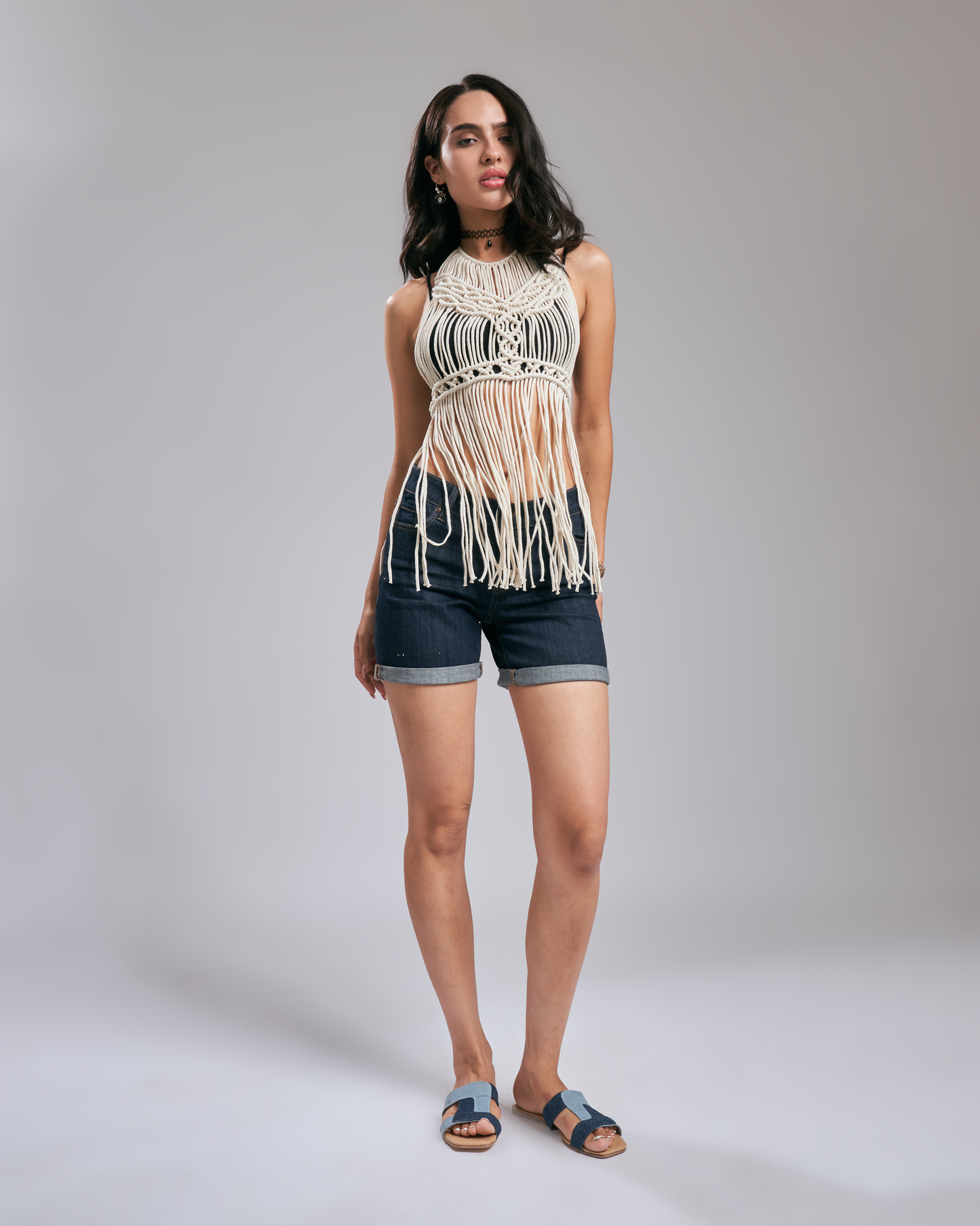Boho breeze macrame top - cream