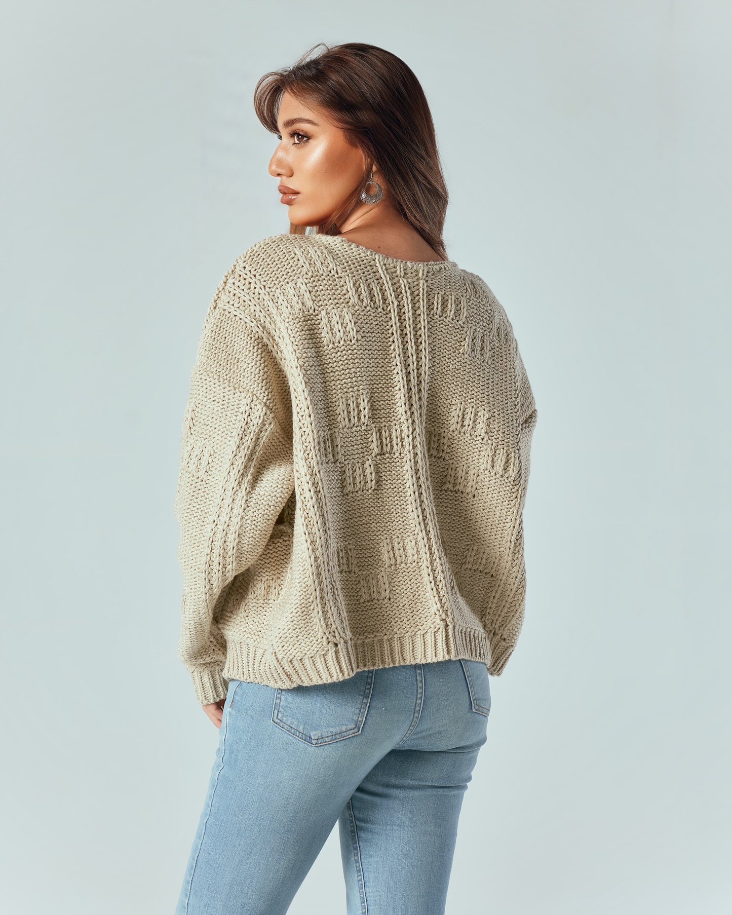 Beige Knit Pocket Cardigan
