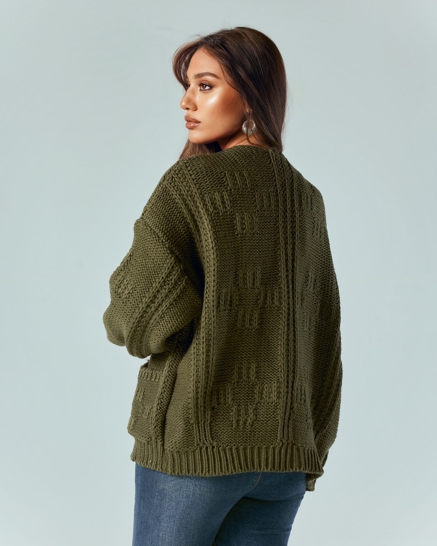 Olive Knit Pocket Cardigan