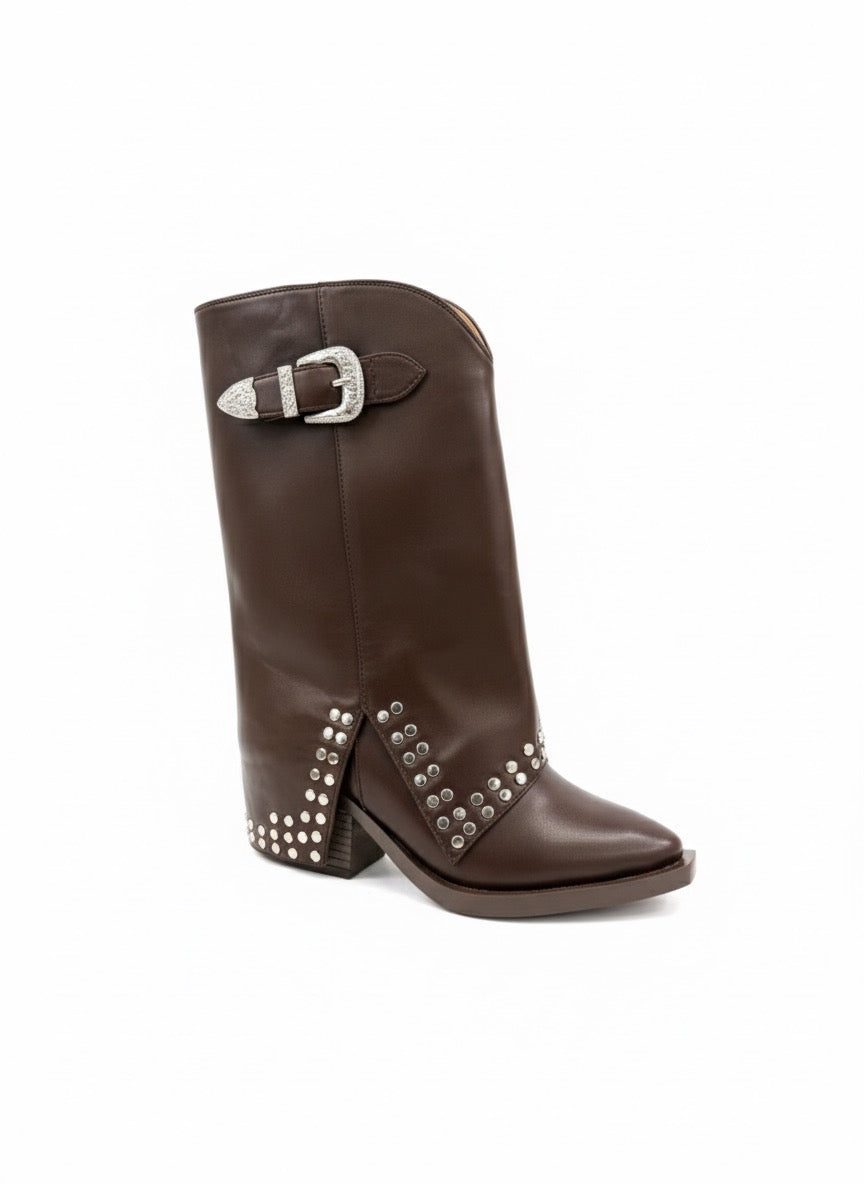 The Stud Boot - Chocolate Brown