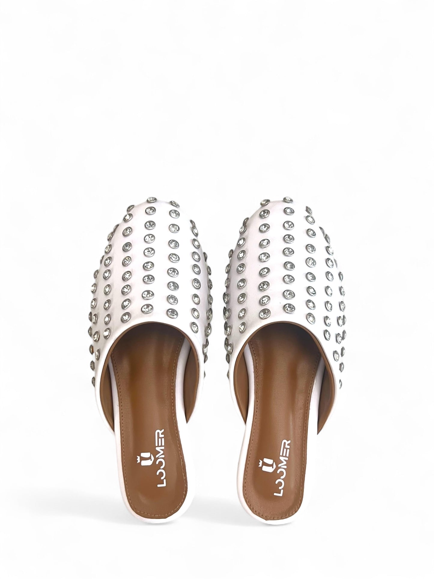 Ayla Crystal mules - White