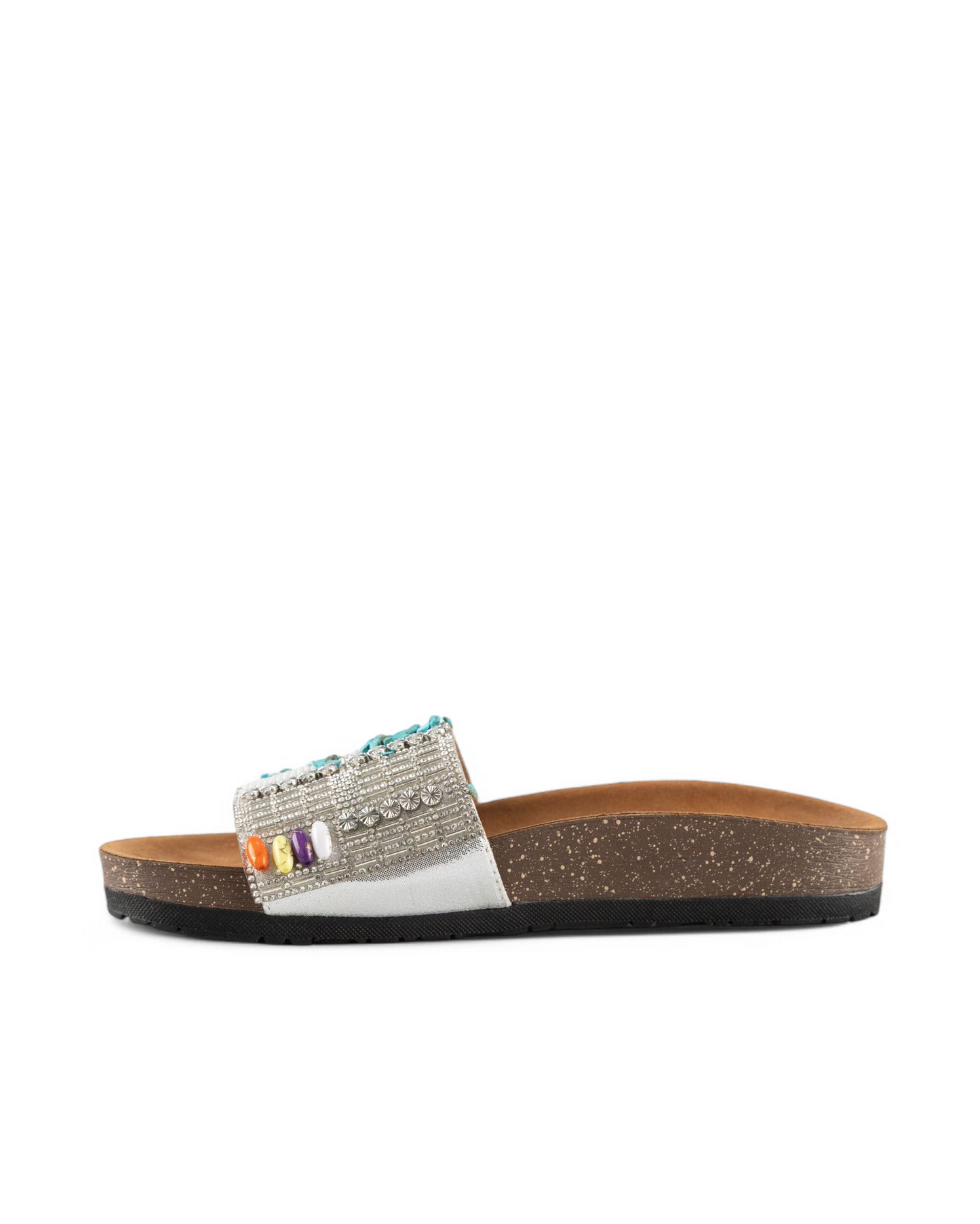 Beaded slides - silver