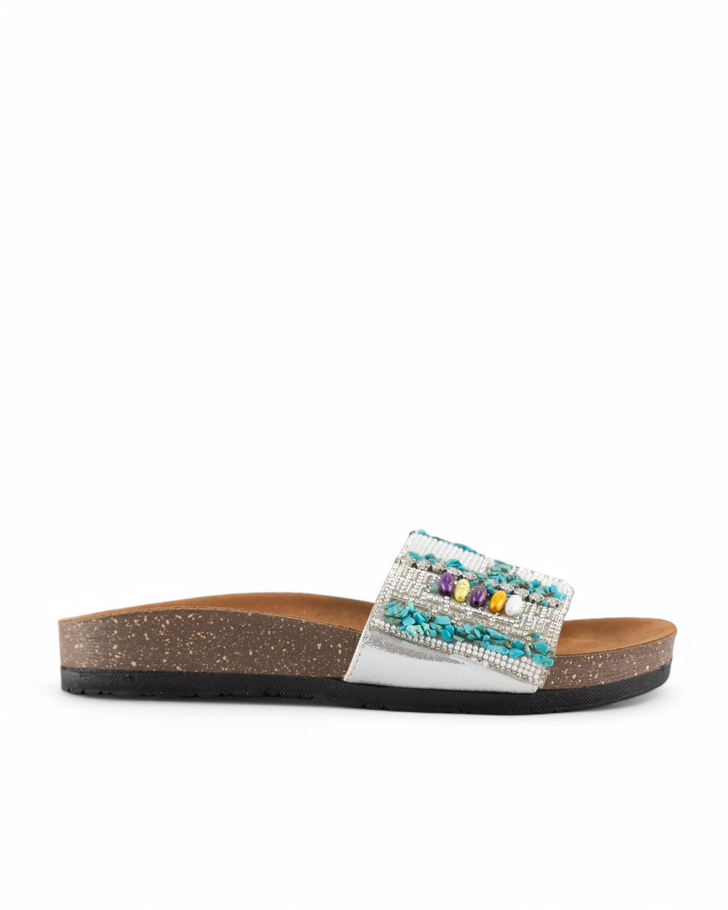 Beaded slides - silver