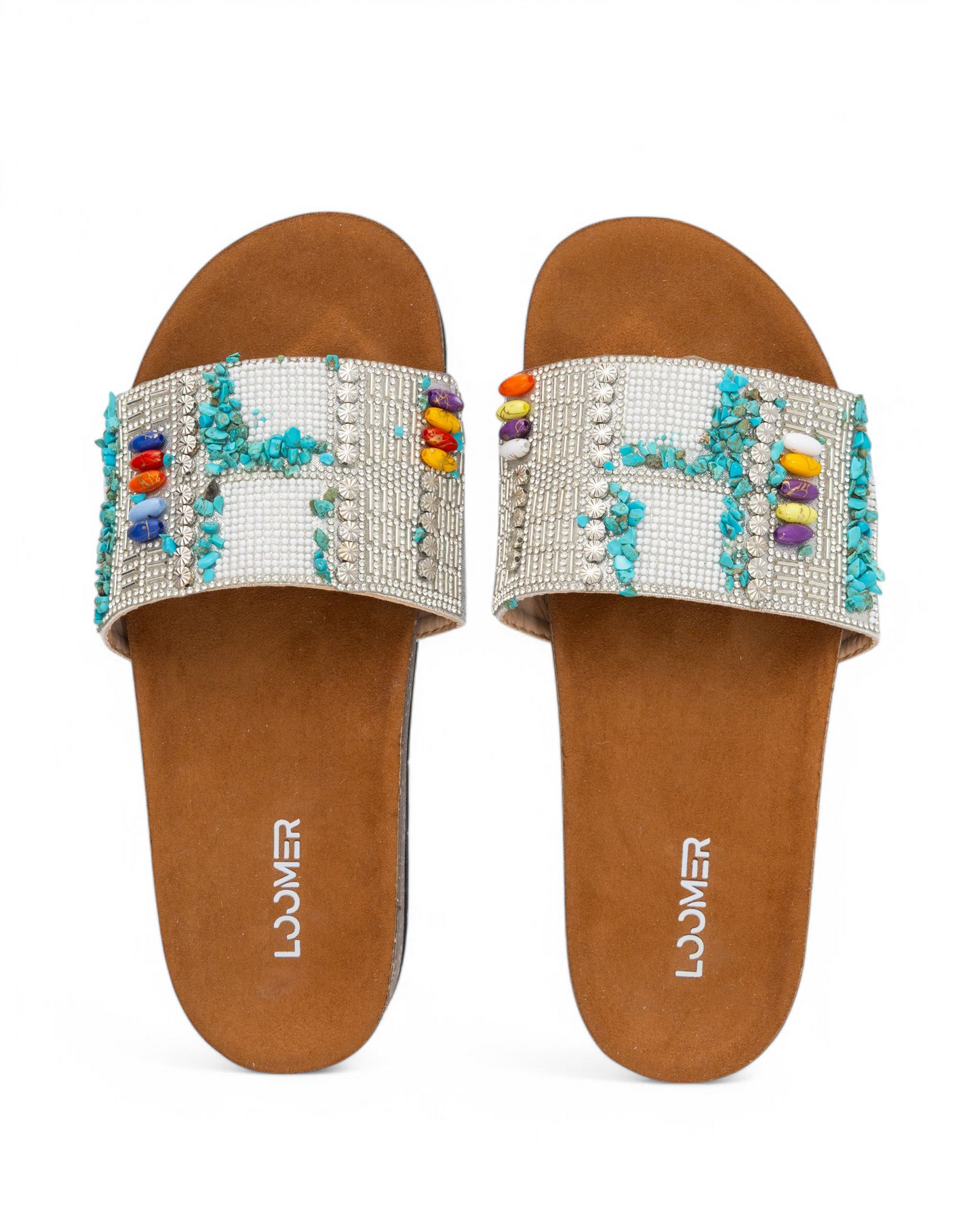 Beaded slides - silver