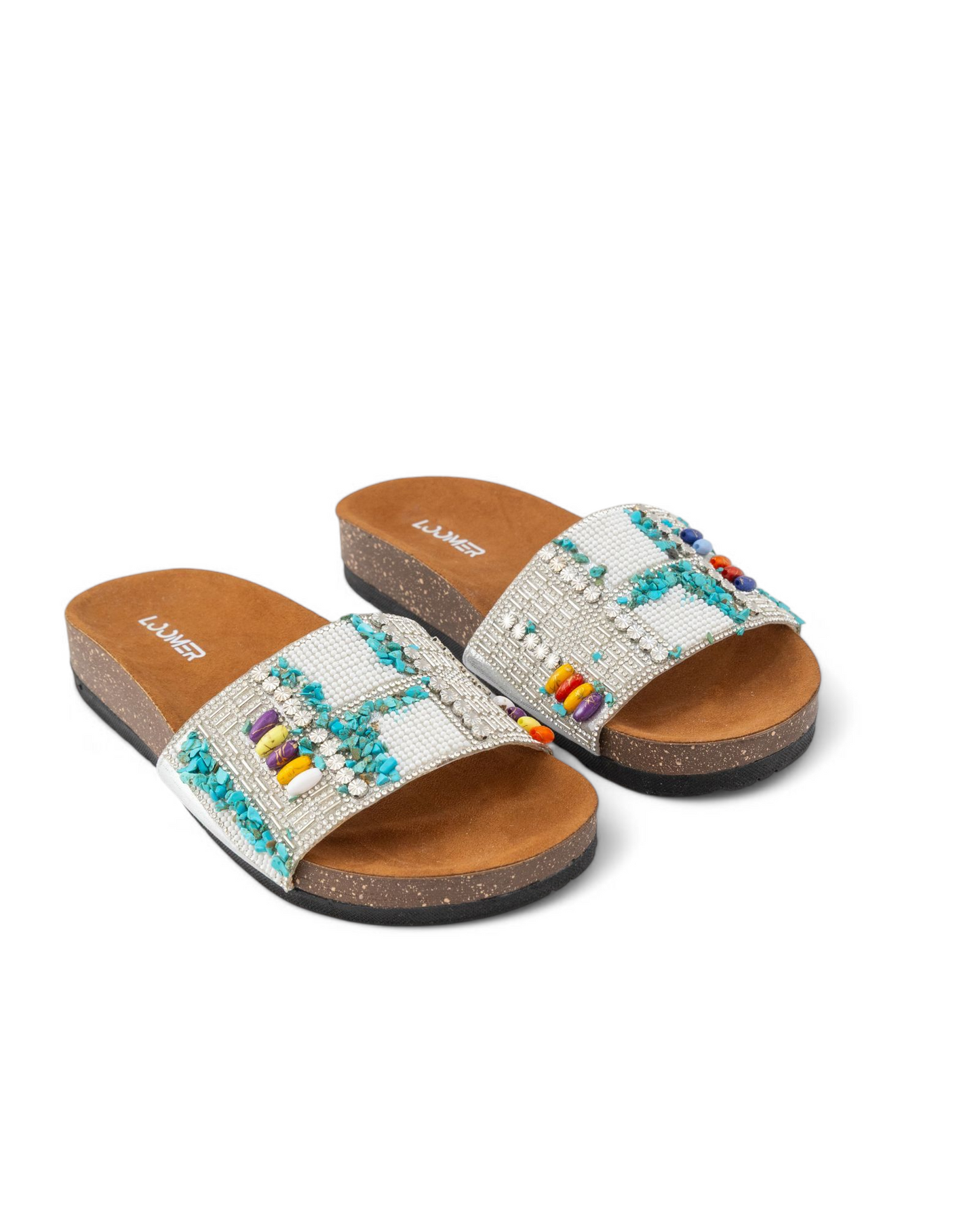 Beaded slides - silver