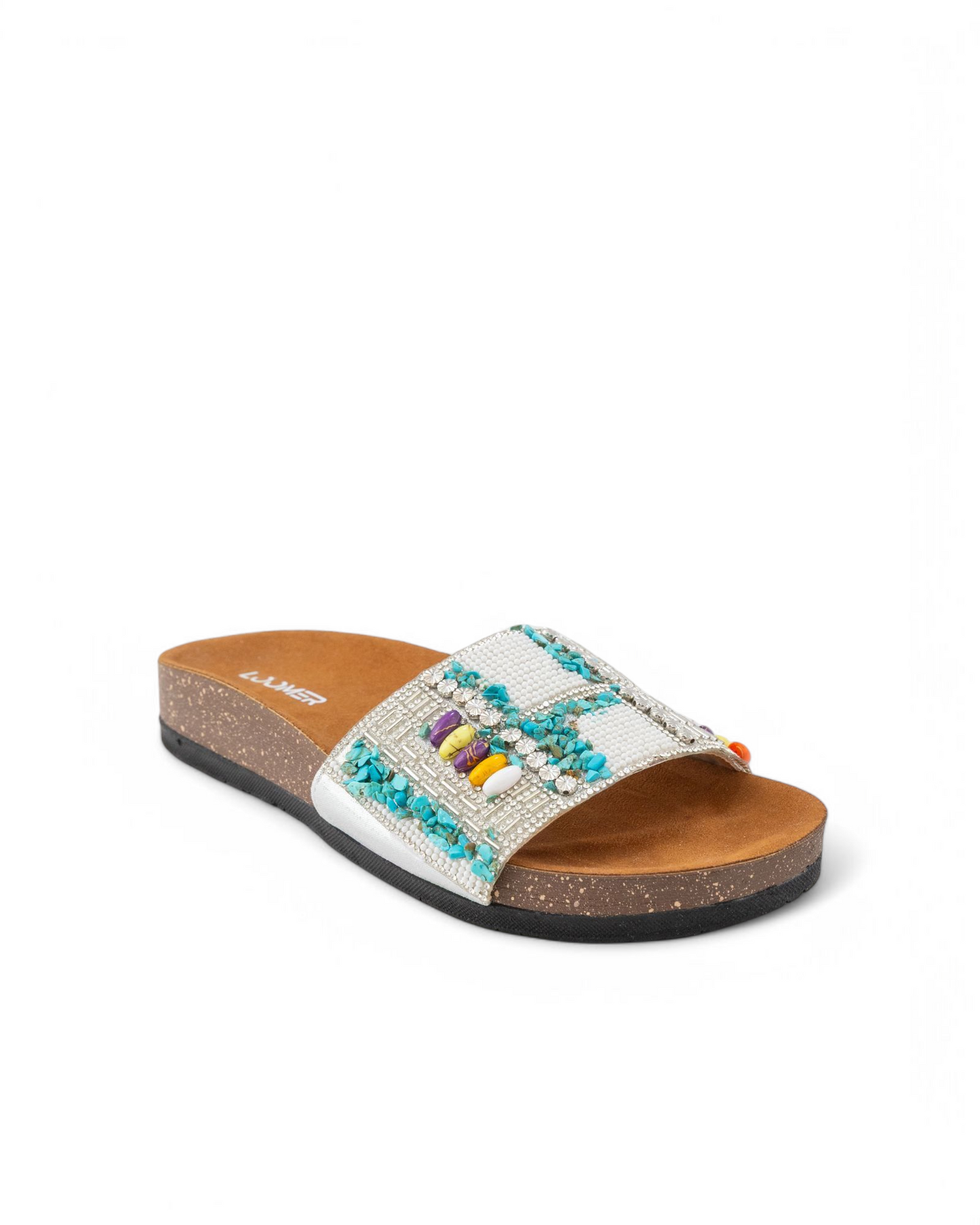 Beaded slides - silver