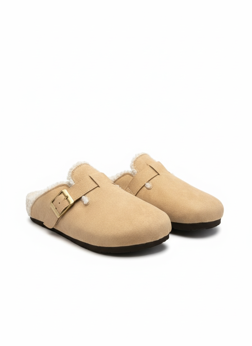 The Cozy Buckle Clogs - Beige