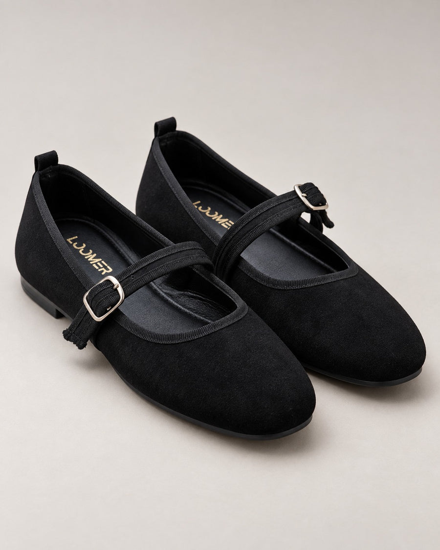 Livia Mary Jane Flats — Black Suede