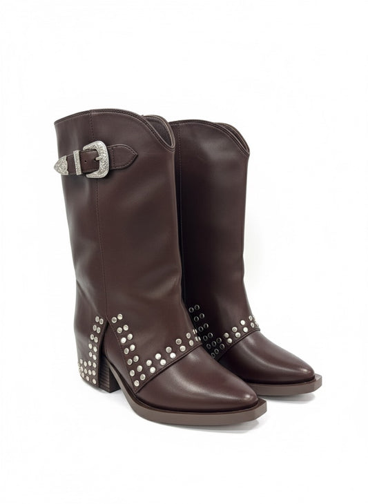 The Stud Boot - Chocolate Brown