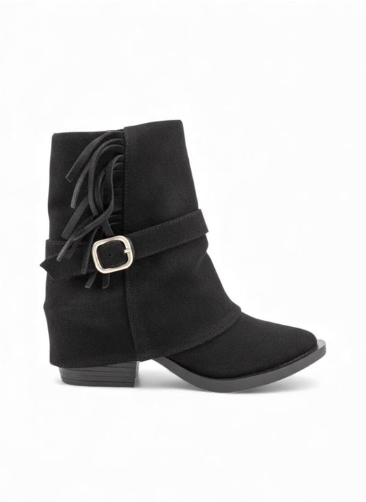 The Cowgirl Fringe Boot - Black