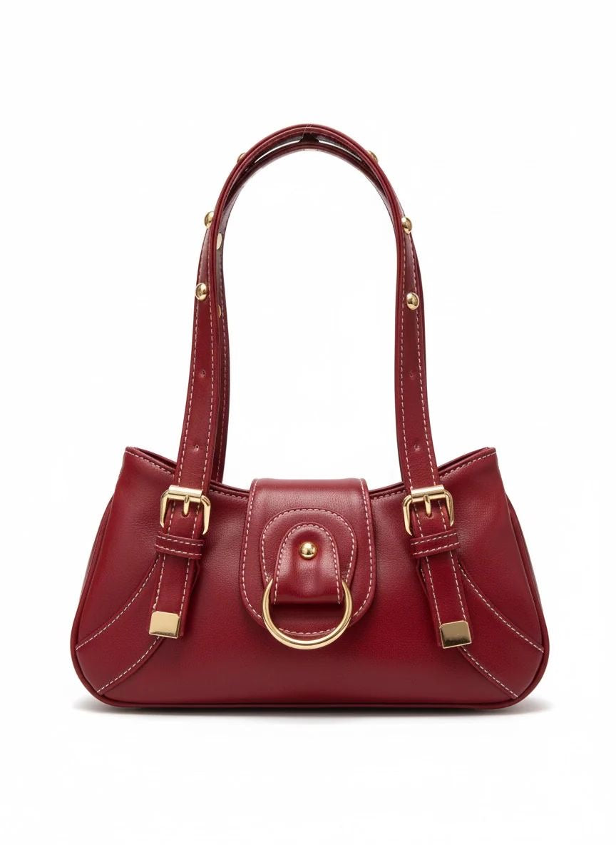 Aurelia Mini Buckle Shoulder Bag – Burgundy