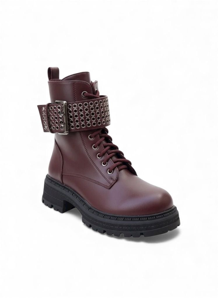 Rebel Combat Boot - Burgundy