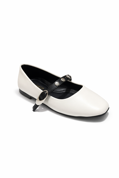 Ivy Stud Flats - White