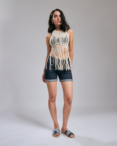 Boho breeze macrame top - cream