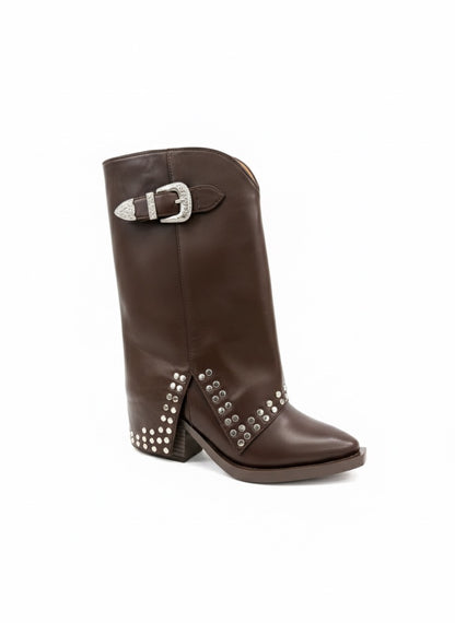 The Stud Boot - Chocolate Brown