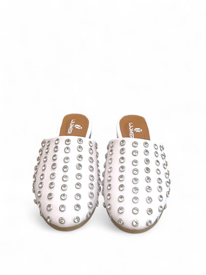 Ayla Crystal mules - White