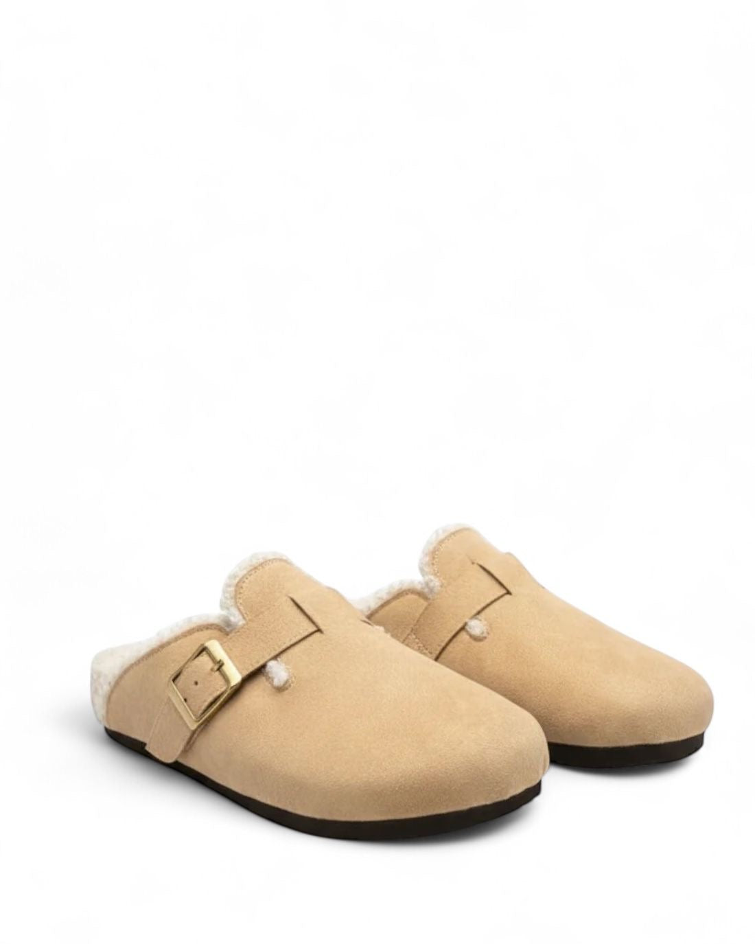 The Cozy Buckle Clogs - Beige