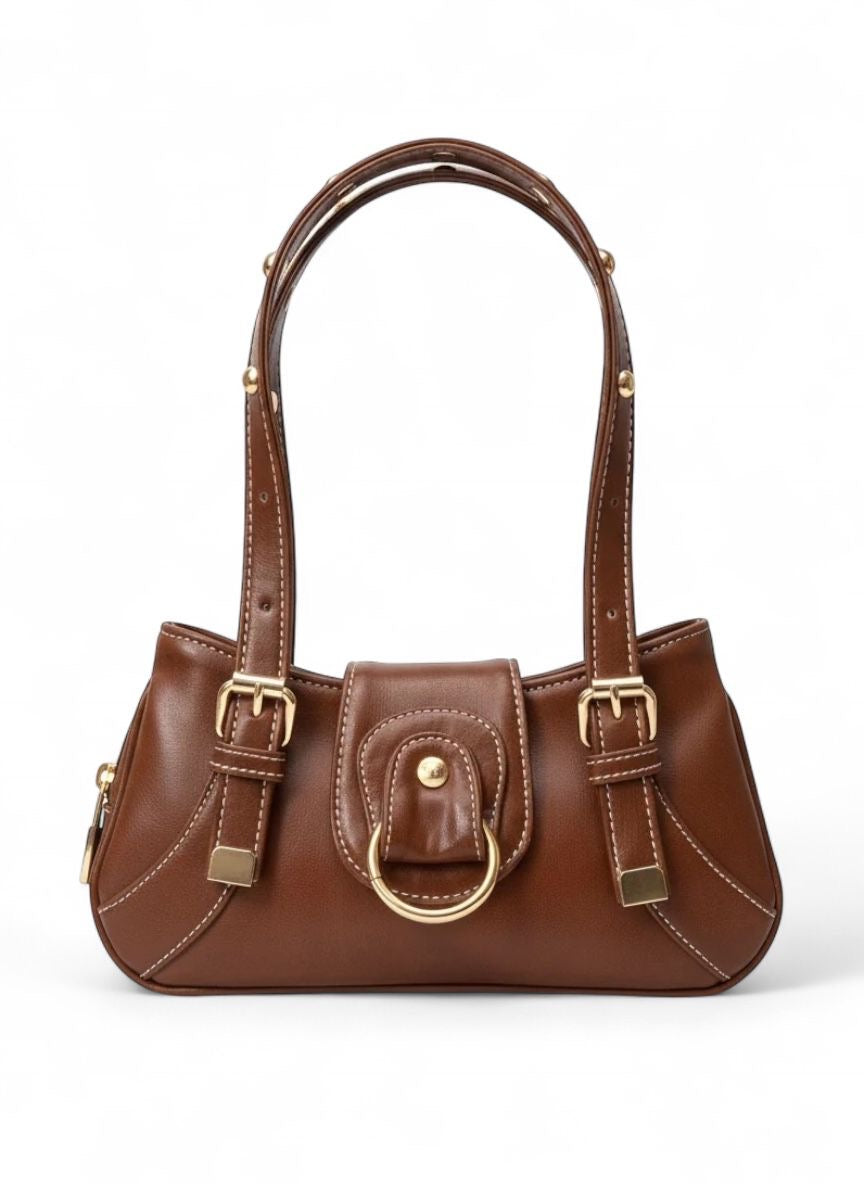 Aurelia Mini Buckle Shoulder Bag – Brown
