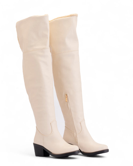 Over knee Ivory Boots - Fur