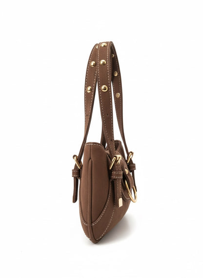 Aurelia Buckle Shoulder Bag – Brown Suede