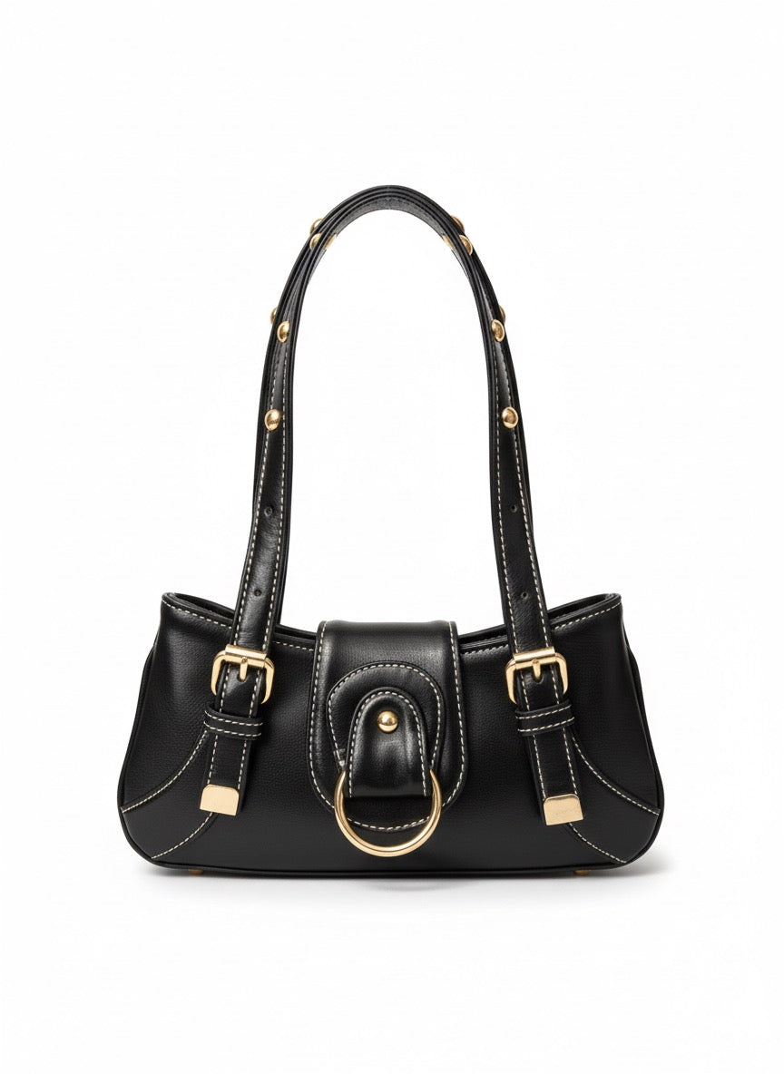 Aurelia Buckle Shoulder Bag – Black