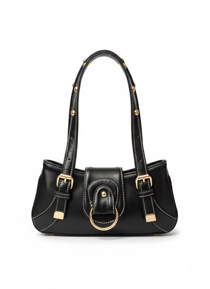 Aurelia Buckle Shoulder Bag – Black