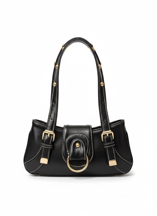 Aurelia Buckle Shoulder Bag – Black