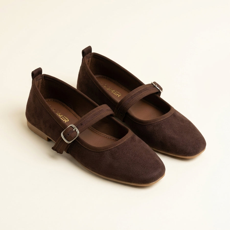 Livia Mary Jane Flats — Brown Suede