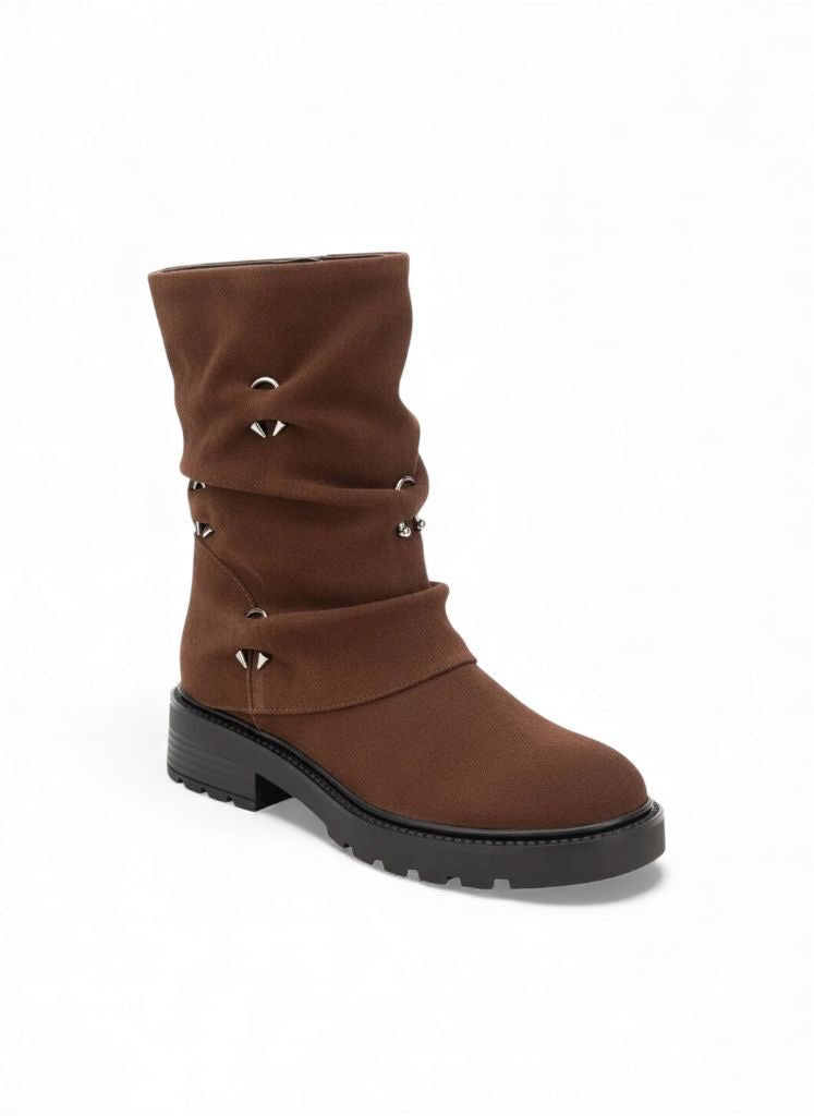 The Ruched Ring Boot - Brown