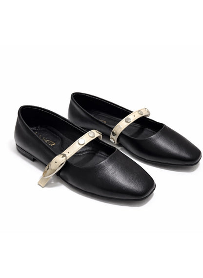 Ivy Stud Flats - Black