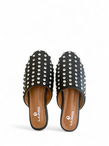 Ayla Crystal mules - Black