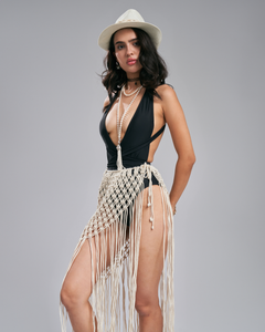 Boho tangled macrame skirt - cream