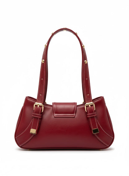 Aurelia Buckle Shoulder Bag – Burgundy