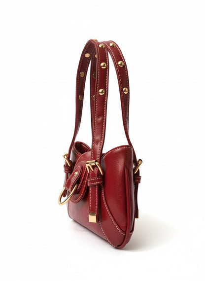 Aurelia Buckle Shoulder Bag – Burgundy