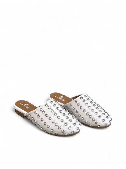 Ayla Crystal mules - White