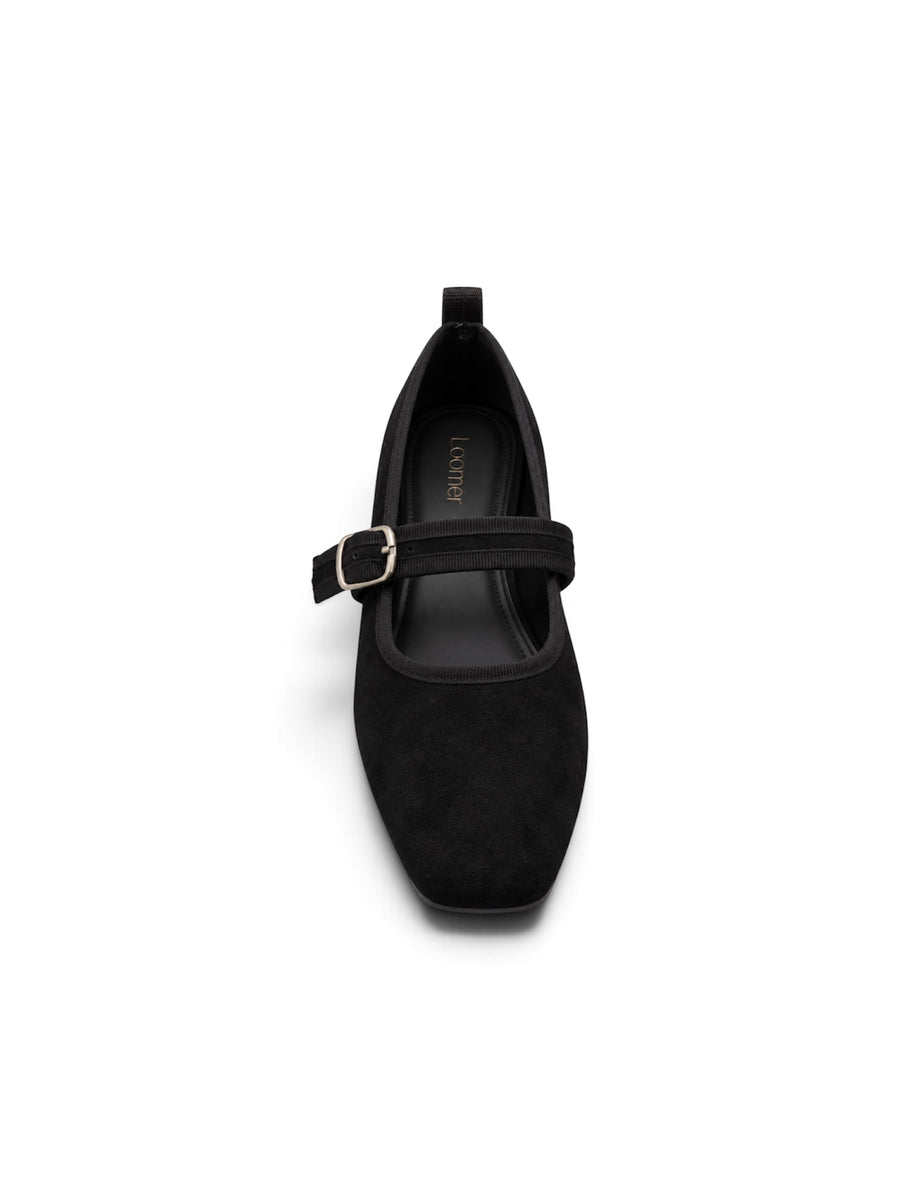 Livia Mary Jane Flats — Black Suede