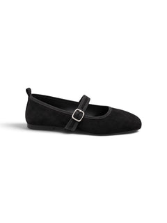 Livia Mary Jane Flats — Black Suede