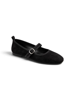 Livia Mary Jane Flats — Black Suede