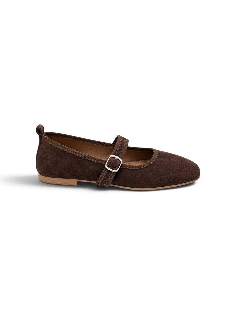 Livia Mary Jane Flats — Brown Suede