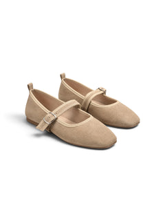 Livia Mary Jane Flats — Taupe Suede