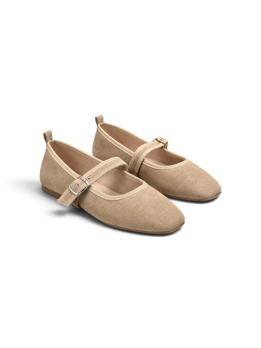 Livia Mary Jane Flats — Taupe Suede