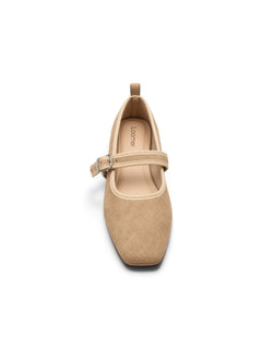 Livia Mary Jane Flats — Taupe Suede