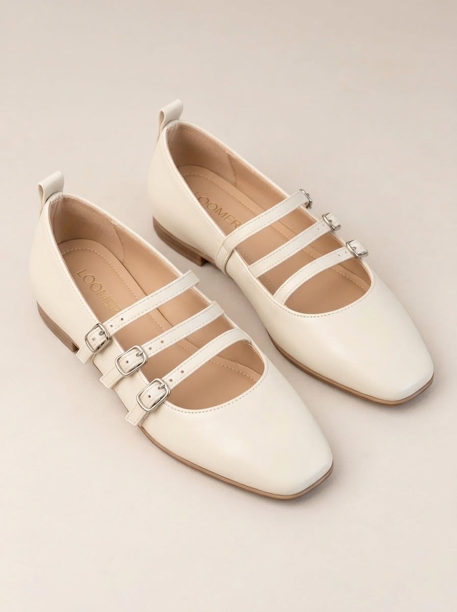 Siena Triple Strap Flats - Offwhite