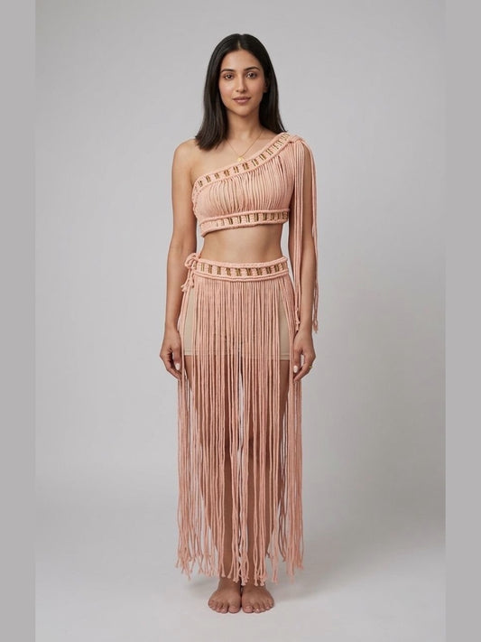 Aurora Macramé Fringe Set - Pink