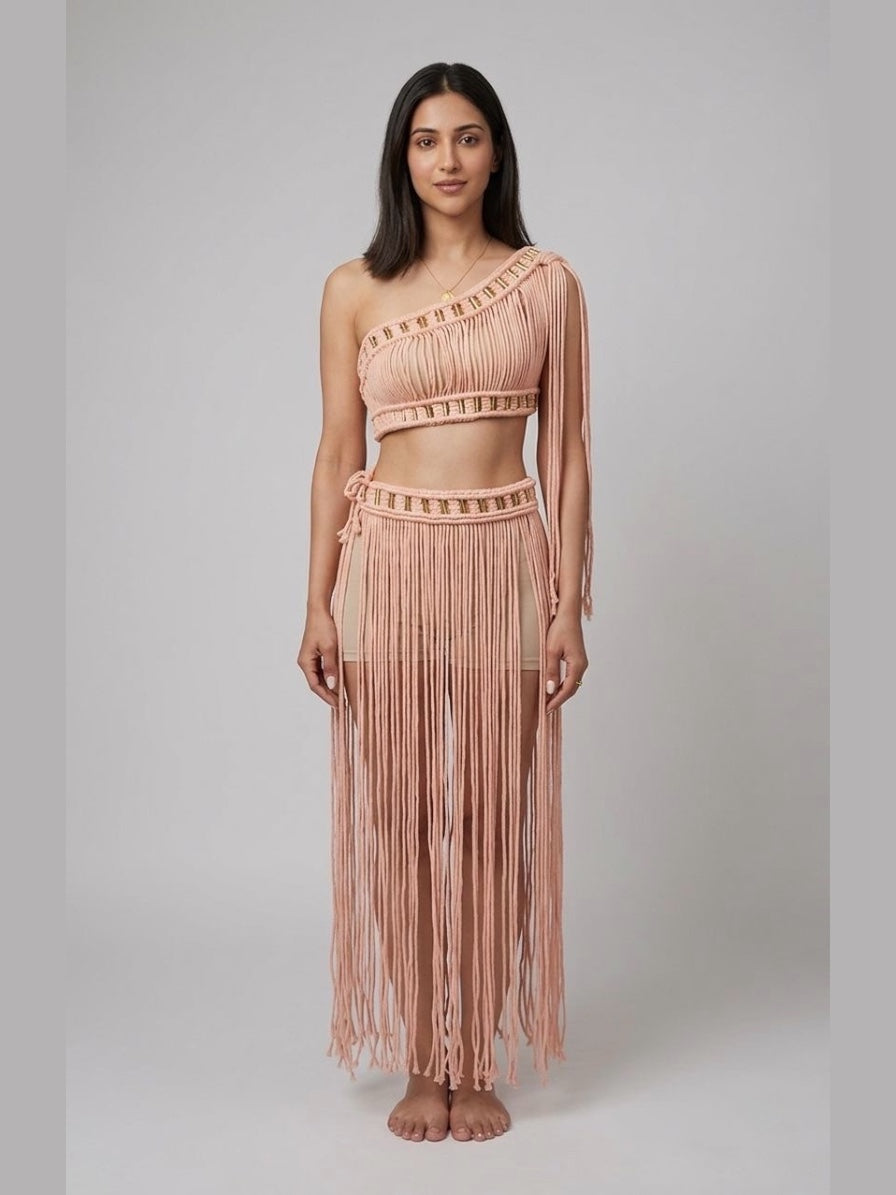 Aurora Macramé Fringe Set - Pink