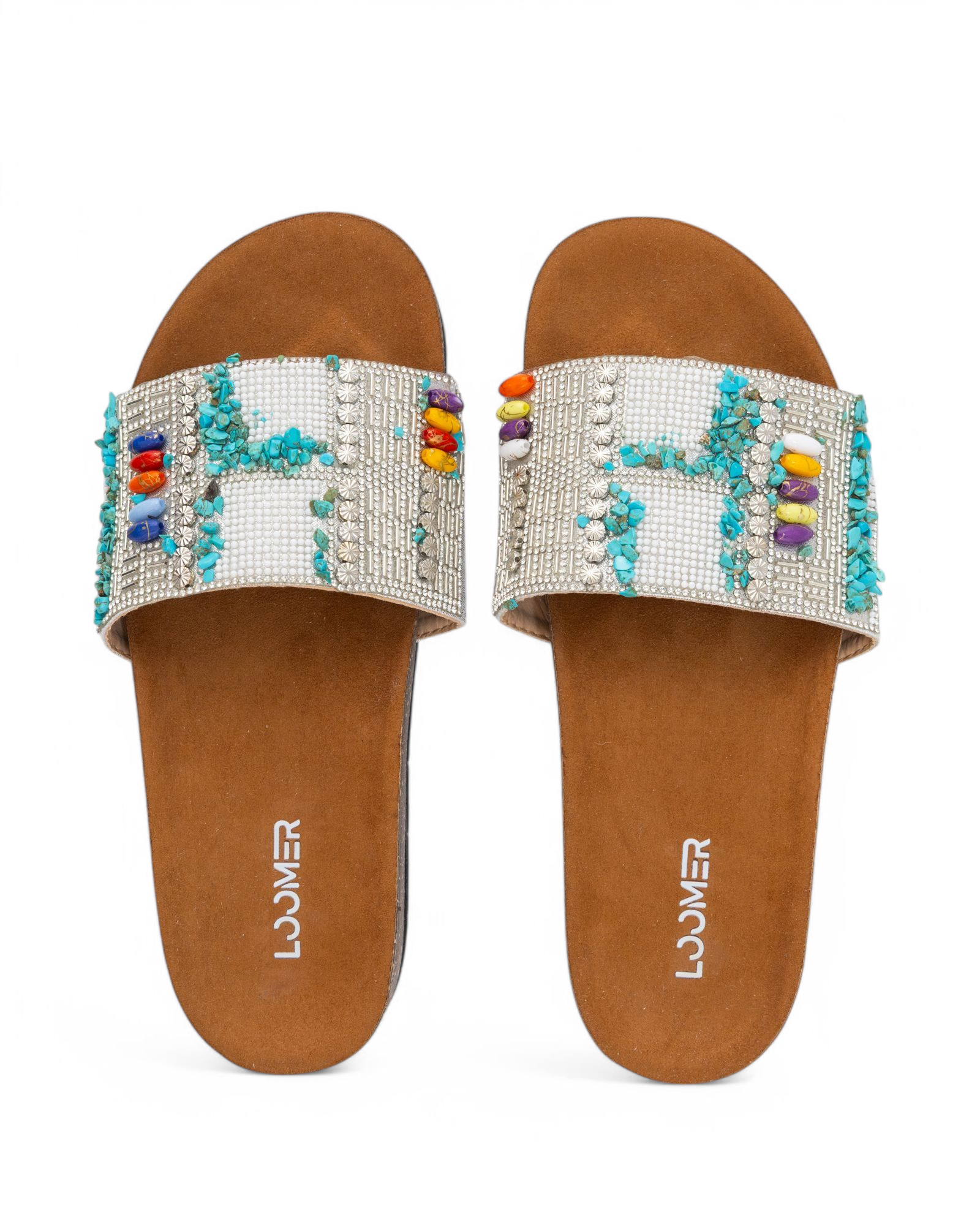 Beaded slides - silver