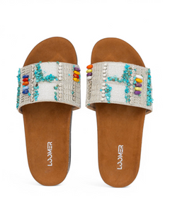 Beaded slides - silver