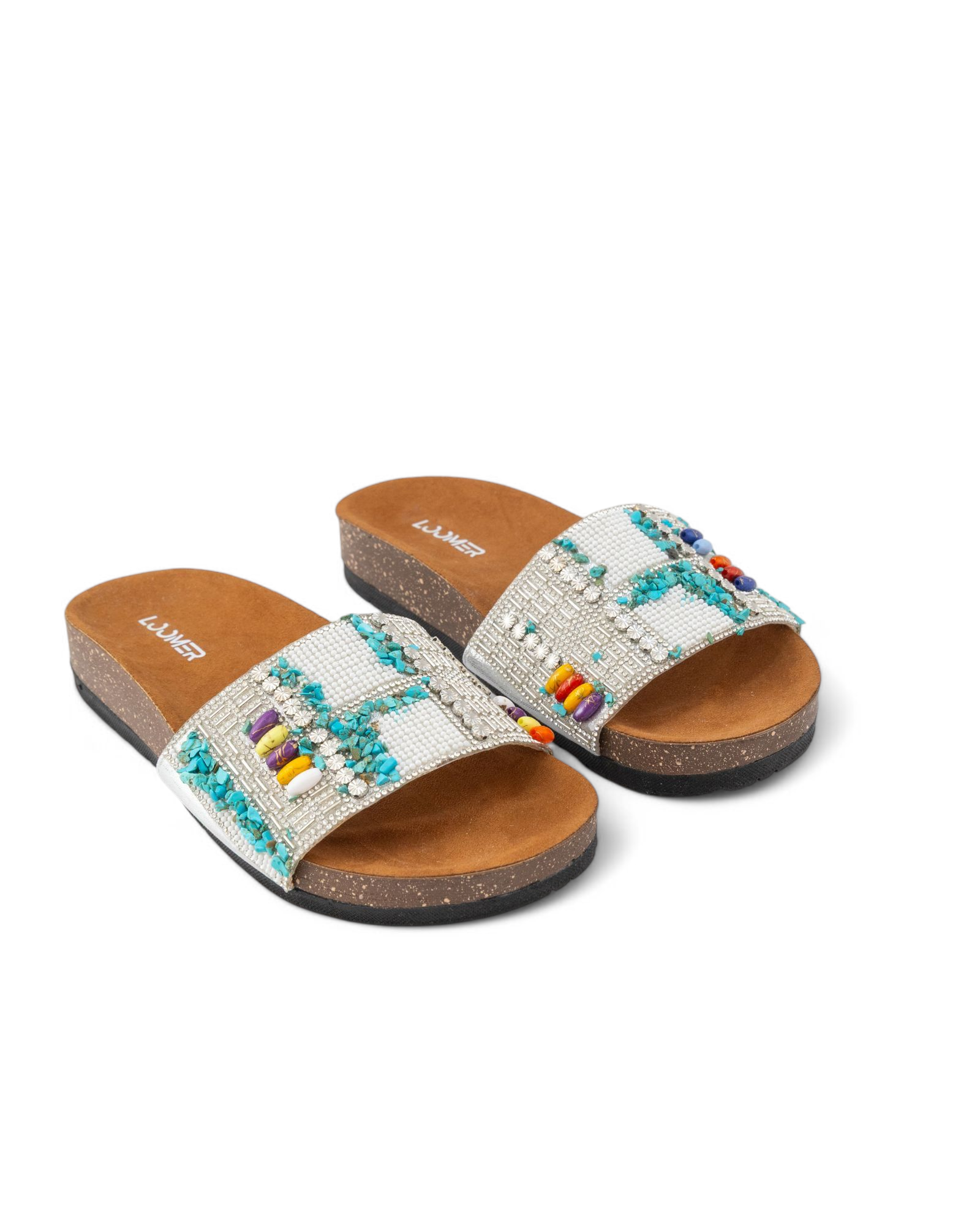 Beaded slides - silver