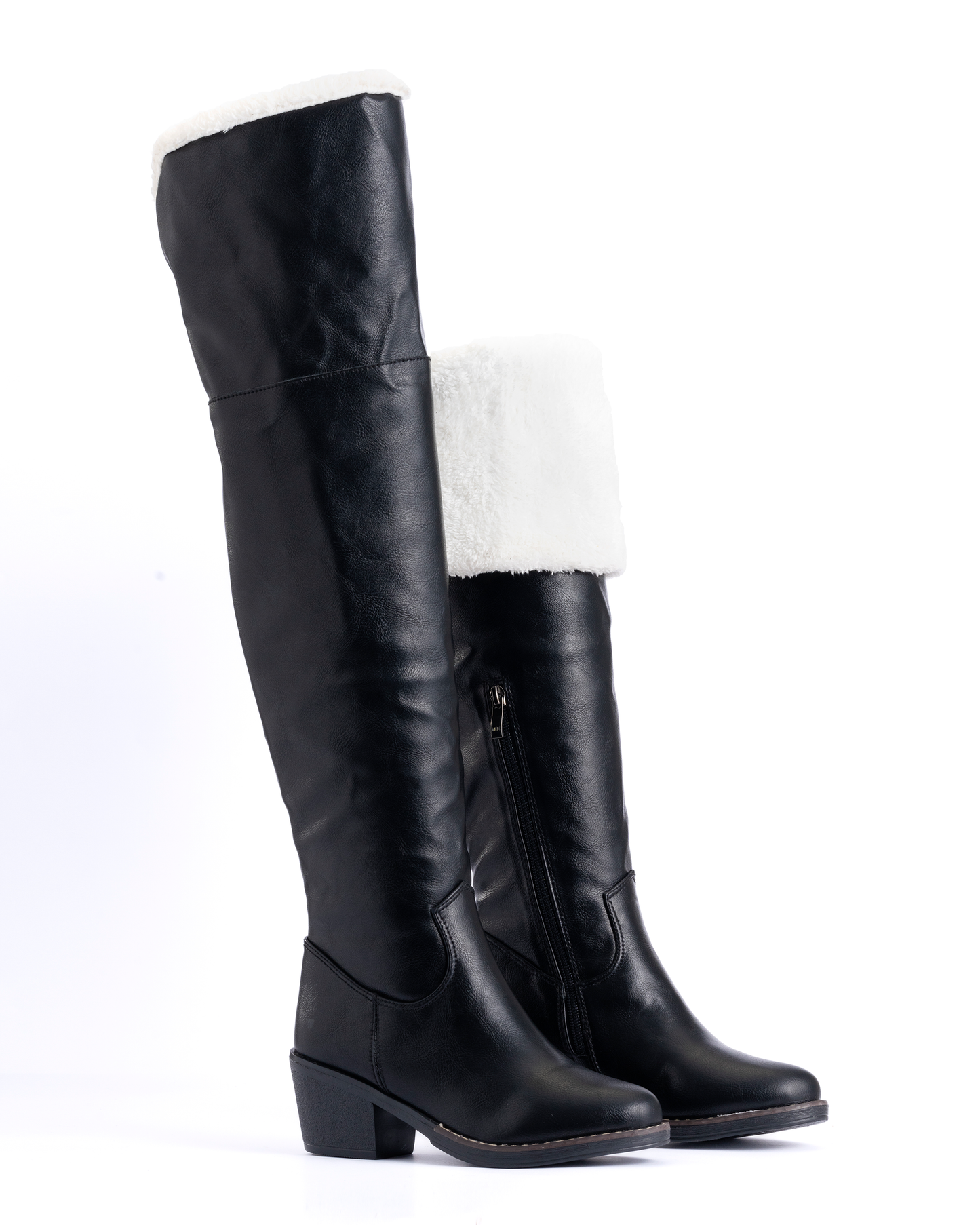 Over knee Black Boots - Fur