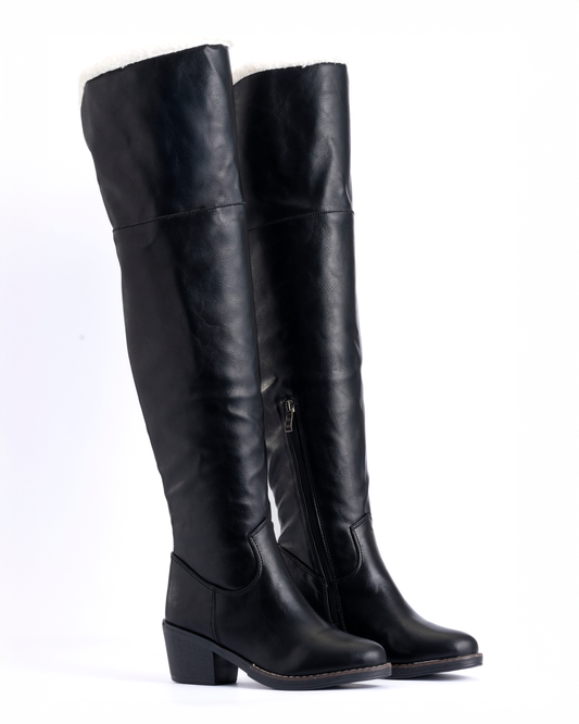 Over knee Black Boots - Fur